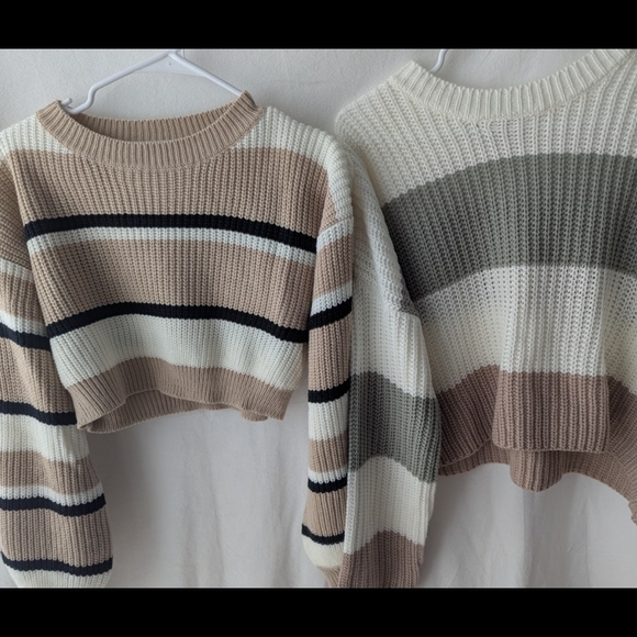 Sincerly Jules Sweaters - Sincerely Jules Tan and Cream Striped Sweater